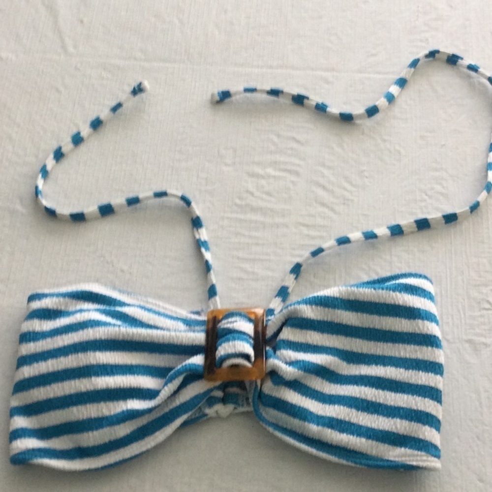 Striped Blue and White Bikini Top 243